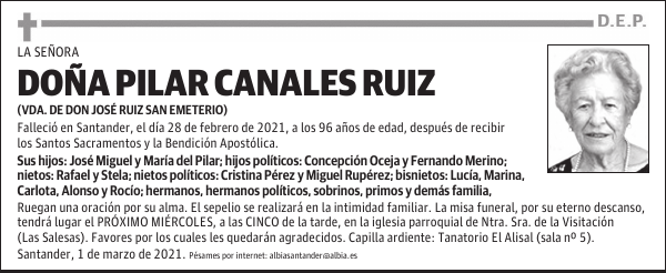 DOÑA PILAR CANALES RUIZ