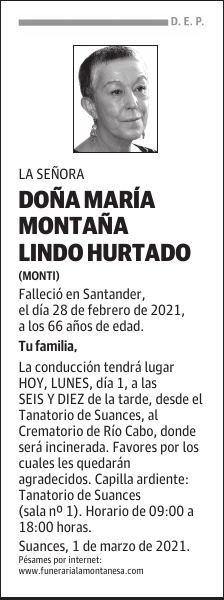 DOÑA MARÍA MONTAÑA LINDO HURTADO