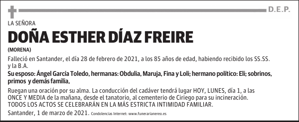 DOÑA ESTHER DÍAZ FREIRE