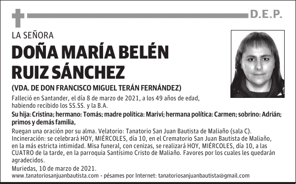 DOÑA MARÍA BELÉN RUIZ SÁNCHEZ