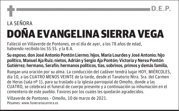 DOÑA EVANGELINA SIERRA VEGA