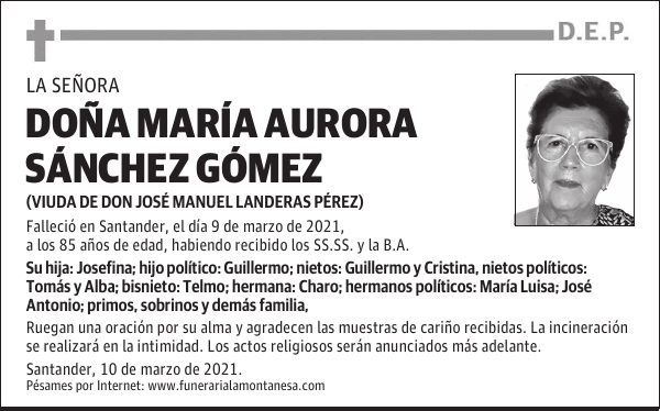 DOÑA MARÍA AURORA SÁNCHEZ GÓMEZ