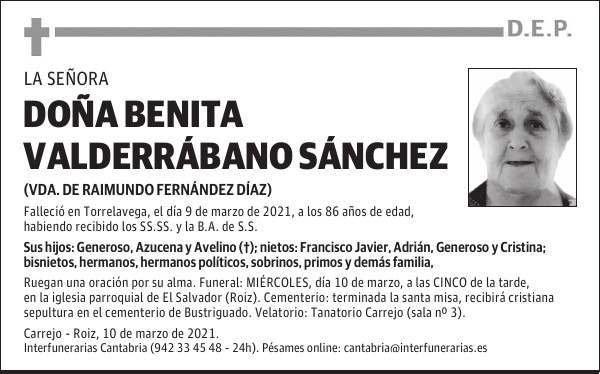 DOÑA BENITA VALDERRÁBANO SÁNCHEZ