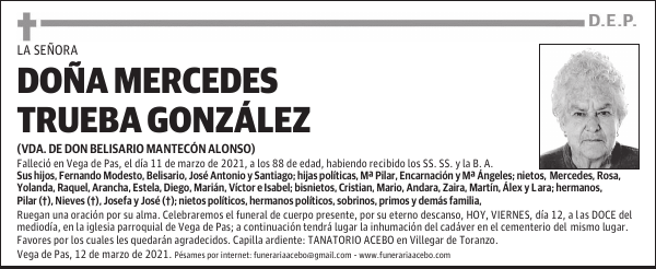DOÑA MERCEDES TRUEBA GONZÁLEZ