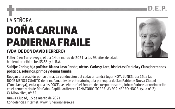 DOÑA CARLINA PADIERNA FRAILE