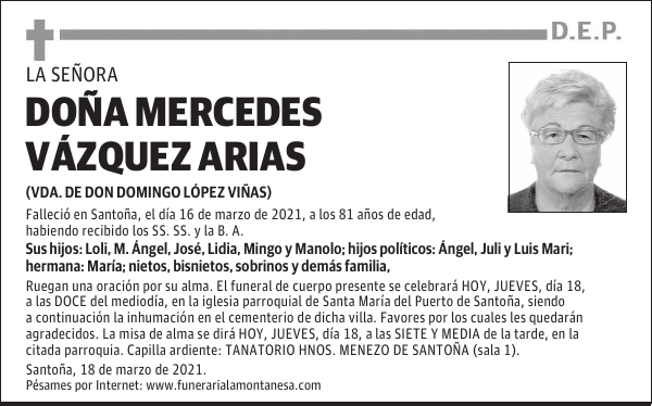 DOÑA MERCEDES VÁZQUEZ ARIAS