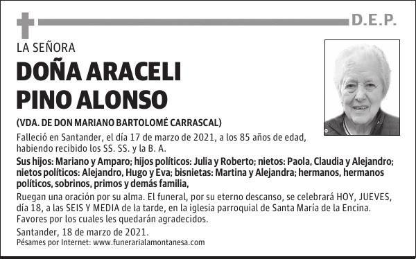 DOÑA ARACELI PINO ALONSO