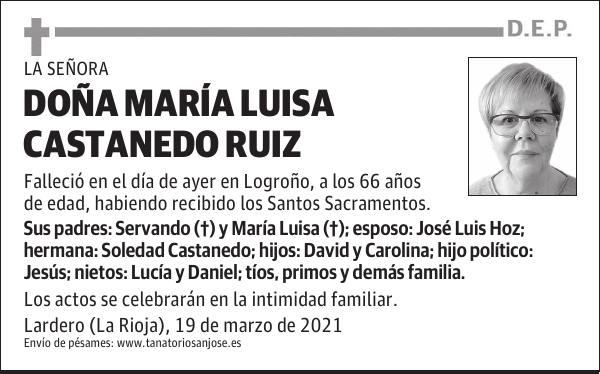 DOÑA MARÍA LUISA CASTANEDO RUIZ
