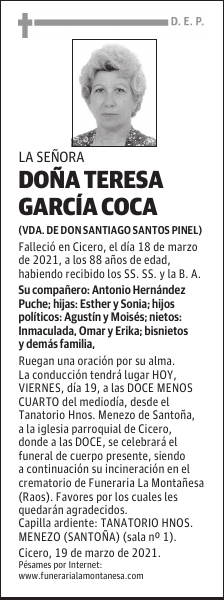 DOÑA TERESA GARCÍA COCA