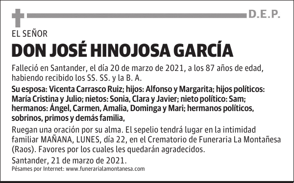 DON JOSÉ HINOJOSA GARCÍA