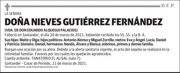 DOÑA NIEVES GUTIÉRREZ FERNÁNDEZ