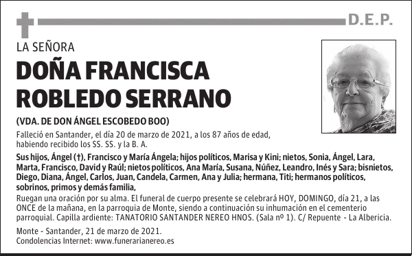 DOÑA FRANCISCA ROBLEDO SERRANO