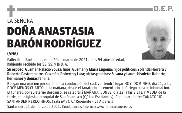 DOÑA ANASTASIA BARÓN RODRÍGUEZ