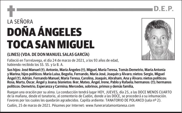 DOÑA ÁNGELES TOCA SAN MIGUEL