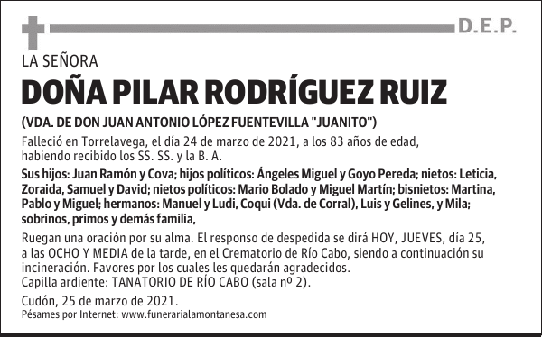 DOÑA PILAR RODRÍGUEZ RUIZ