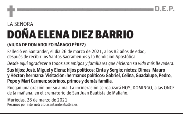 DOÑA ELENA DIEZ BARRIO