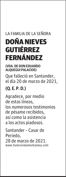 DOÑA NIEVES GUTIÉRREZ FERNÁNDEZ
