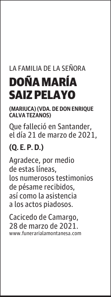 DOÑA MARÍA SAIZ PELAYO