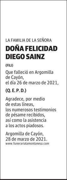 DOÑA FELICIDAD DIEGO SAINZ