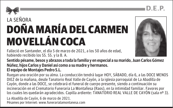 DOÑA MARÍA DEL CARMEN MOVELLÁN COCA