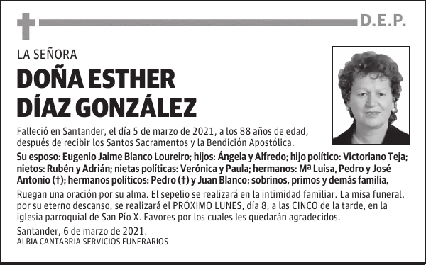 DOÑA ESTHER DÍAZ GONZÁLEZ