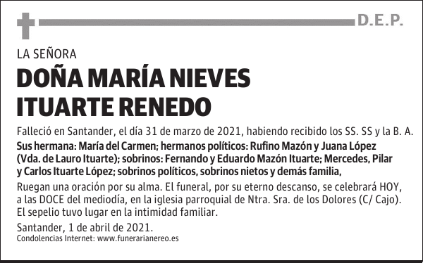 DOÑA MARÍA NIEVES ITUARTE RENEDO