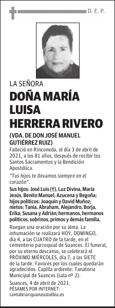 DOÑA MARÍA LUISA HERRERA RIVERO