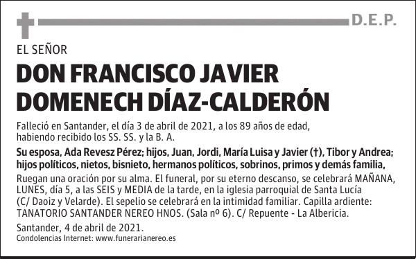 DON FRANCISCO JAVIER DOMENECH DÍAZ-CALDERÓN