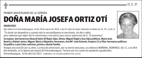DOÑA MARÍA JOSEFA ORTIZ OTÍ