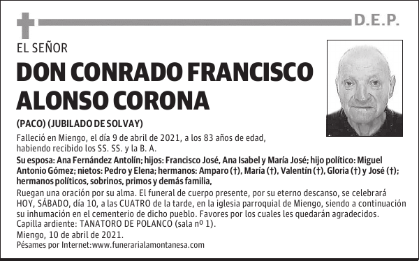 DON CONRADO FRANCISCO ALONSO CORONA