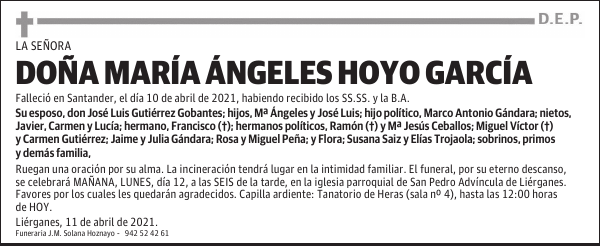 DOÑA MARÍA ÁNGELES HOYO GARCÍA