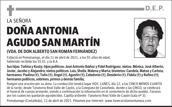 DOÑA ANTONIA AGUDO SAN MARTÍN