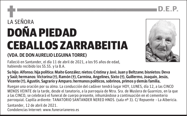 DOÑA PIEDAD CEBALLOS ZARRABEITIA