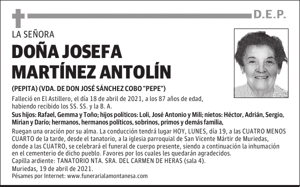 DOÑA JOSEFA MARTÍNEZ ANTOLÍN