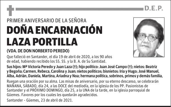 DOÑA ENCARNACIÓN LAZA PORTILLA