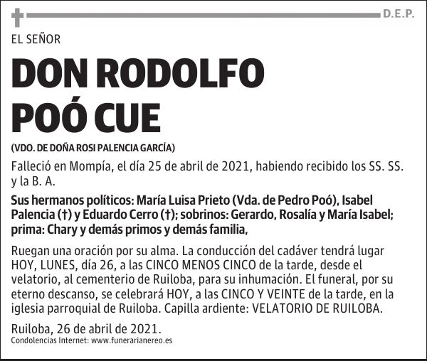 DON RODOLFO POÓ CUE