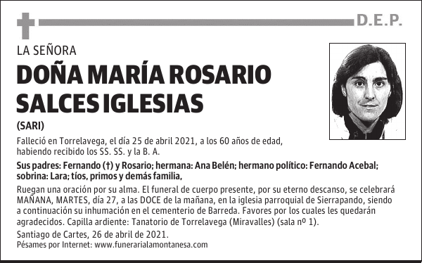 DOÑA MARÍA ROSARIO SALCES IGLESIAS