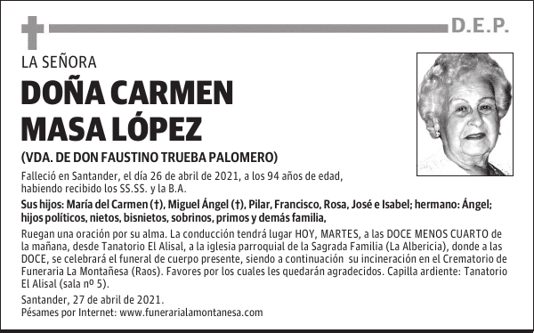 DOÑA CARMEN MASA LÓPEZ