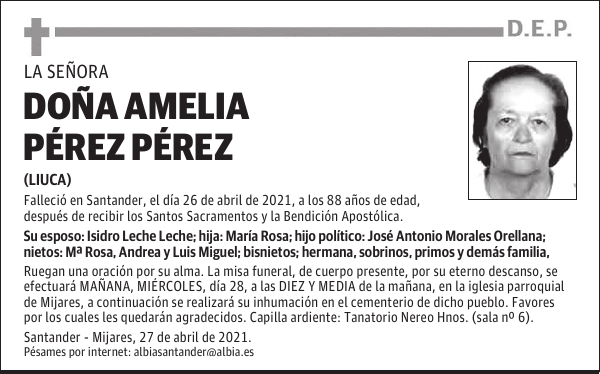 DOÑA AMELIA PÉREZ PÉREZ