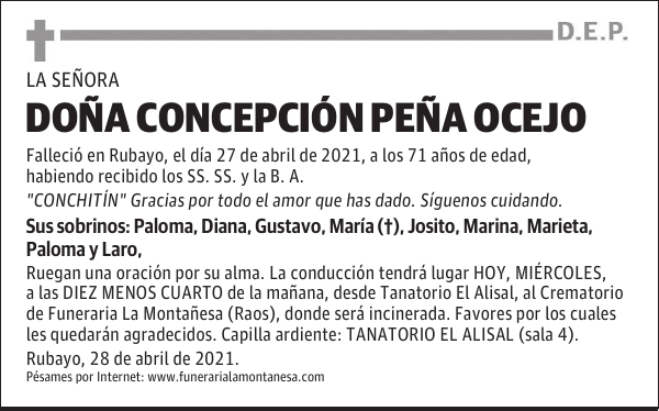 DOÑA CONCEPCIÓN PEÑA OCEJO