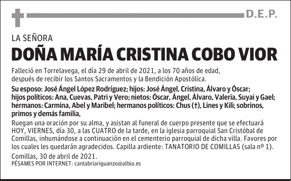 DOÑA MARÍA CRISTINA COBO VIOR