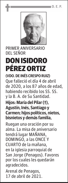 DON ISIDORO PÉREZ ORTIZ