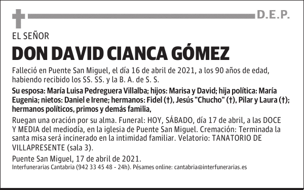 DON DAVID CIANCA GÓMEZ