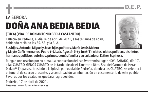DOÑA ANA BEDIA BEDIA