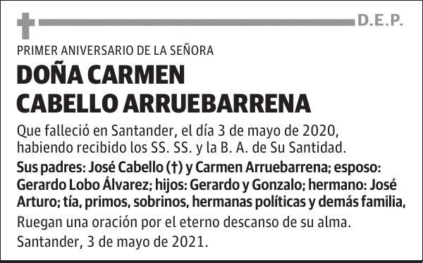 DOÑA CARMEN CABELLO ARRUEBARRENA