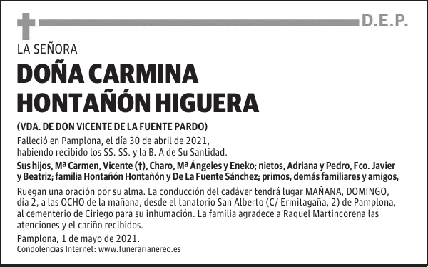 DOÑA CARMINA HONTAÑÓN HIGUERA