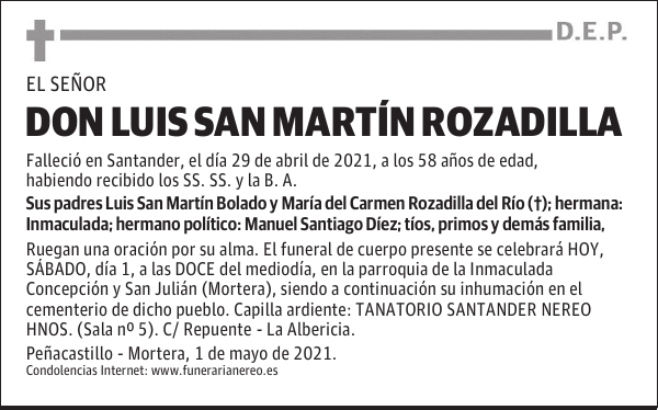 DON LUIS SAN MARTÍN ROZADILLA