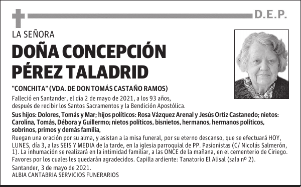 DOÑA CONCEPCIÓN PÉREZ TALADRID