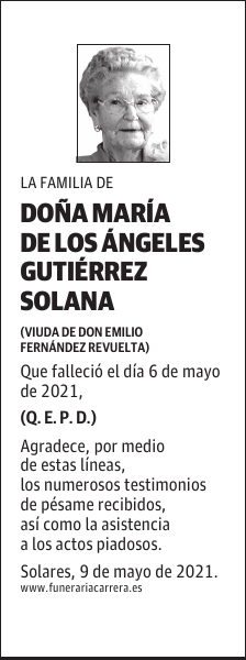 DOÑA MARÍA DE LOS ÁNGELES GUTIÉRREZ SOLANA