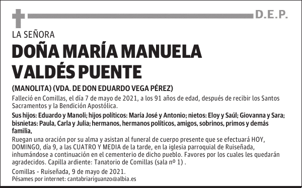 DOÑA MARÍA MANUELA VALDÉS PUENTE